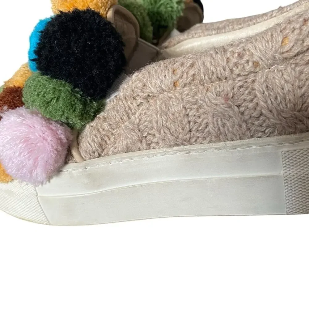 Joshua Sanders Pom Pom Slip On Sneakers Tan size 36 size 6 US